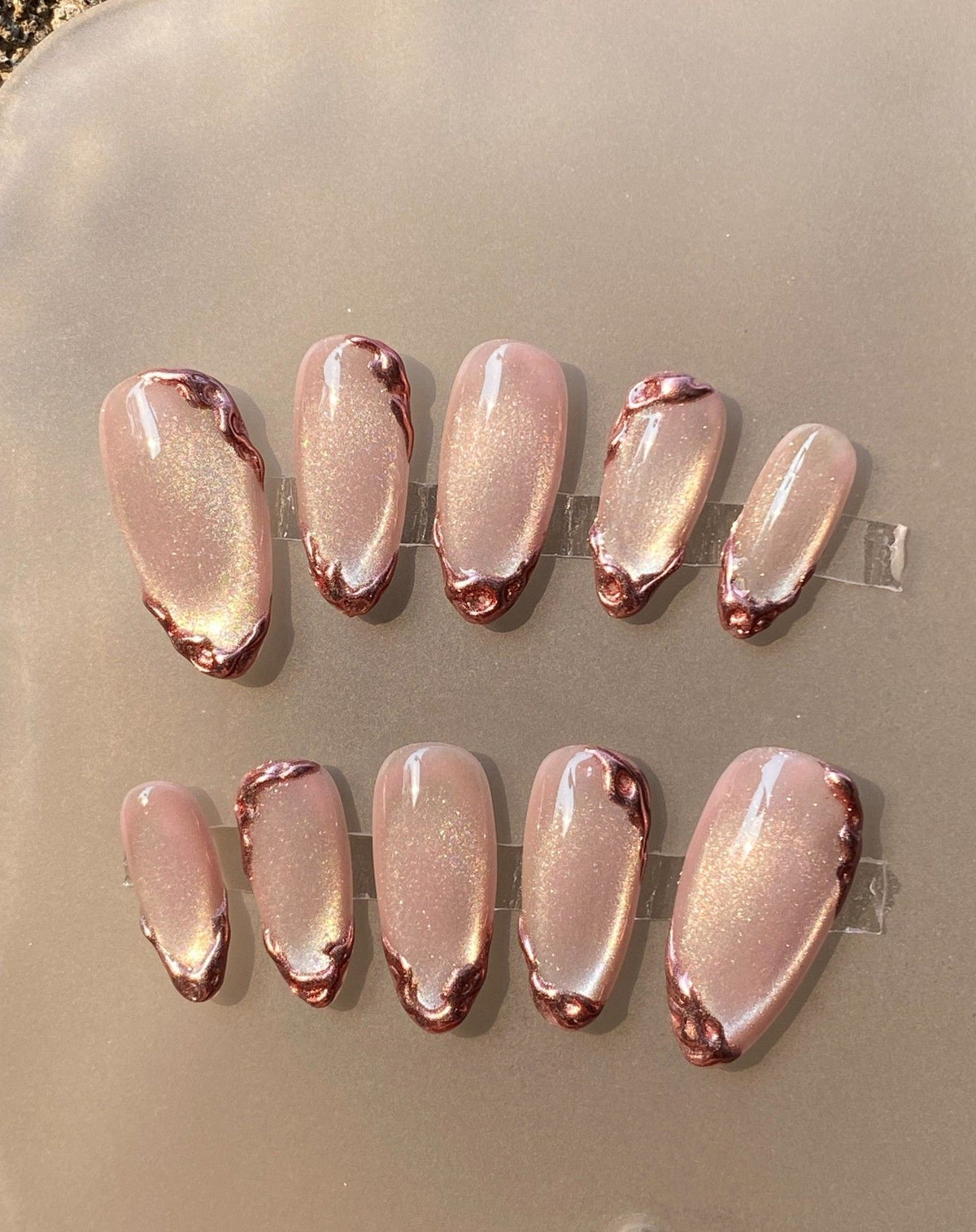 Romantic Myth Holographic Cat Eye Press-On Nails - Rose Gold - Buy Online in Pakistan