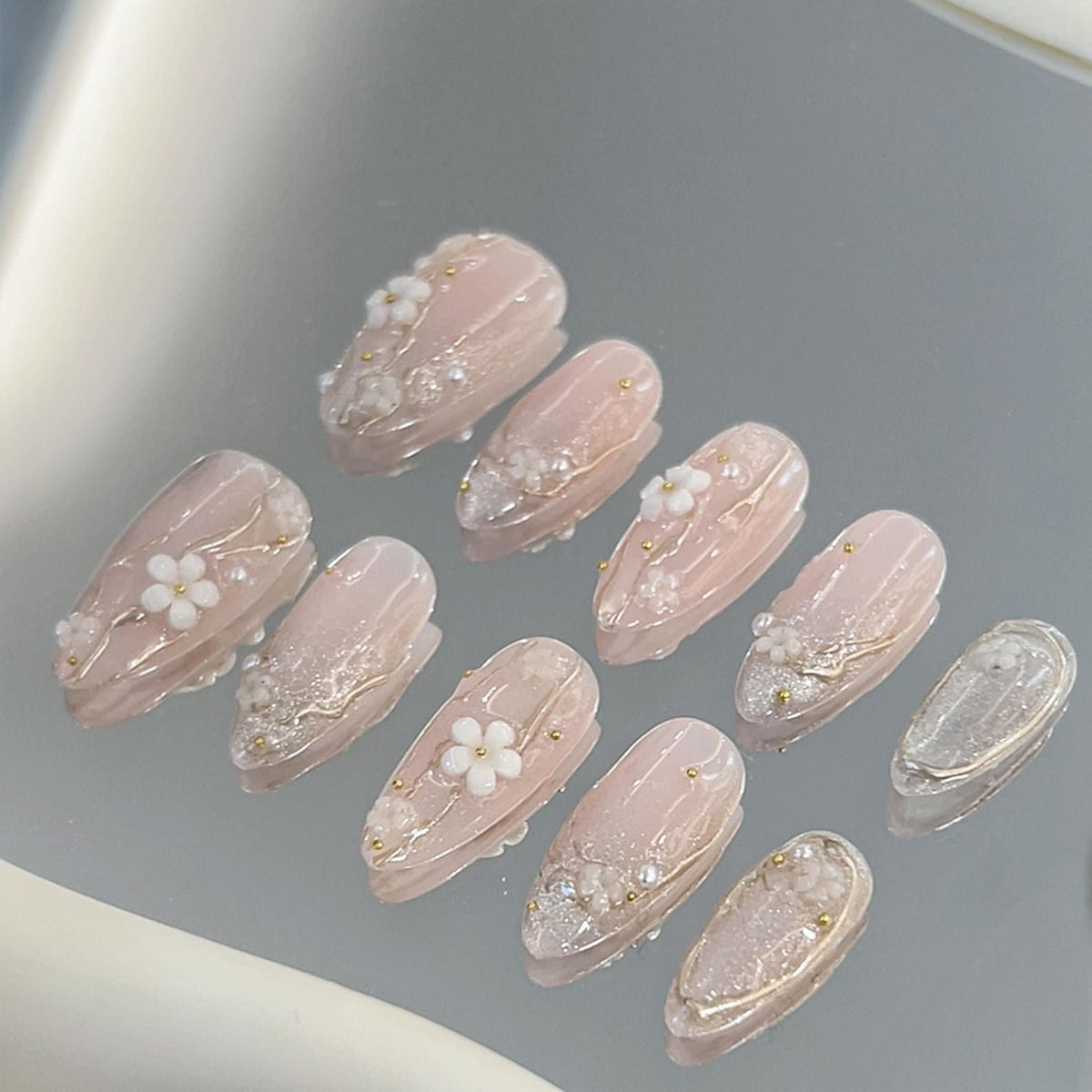 YY Kiss Luxury Press On Nails - 12Pcs - Pearl Blossom shade variant product image
