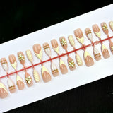 YY Kiss Luxury Press On Nails - 12Pcs - Golden Flower shade variant product image