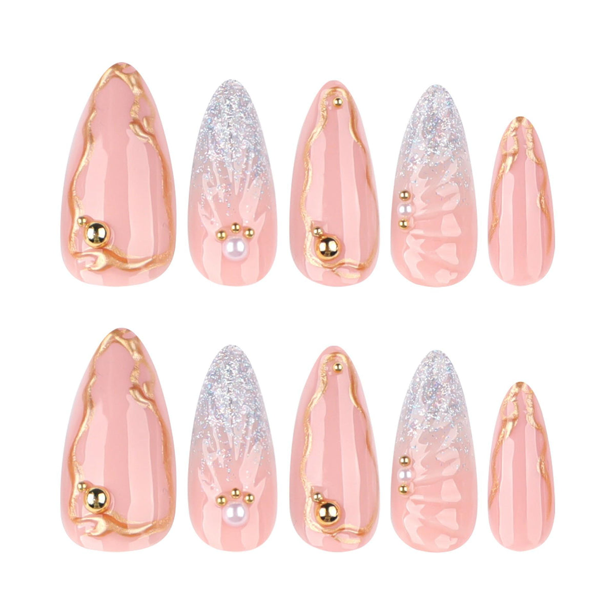 YY Kiss Luxury Press On Nails - 12Pcs - Marble Rose shade variant product image
