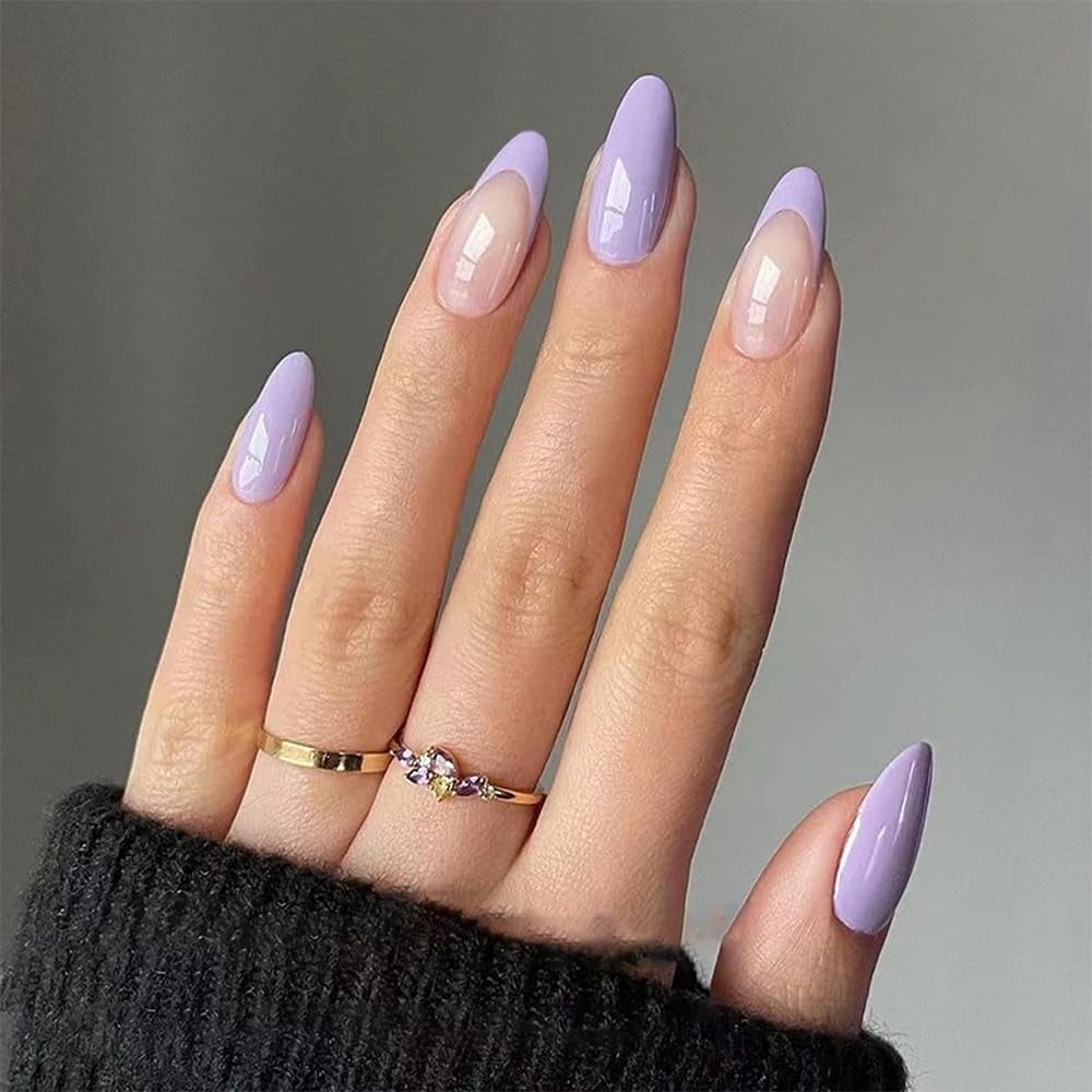 Luxury Press-On Nails Set - 12 Pcs - Lavender Glossy Tips - Buy Online in Pakistan