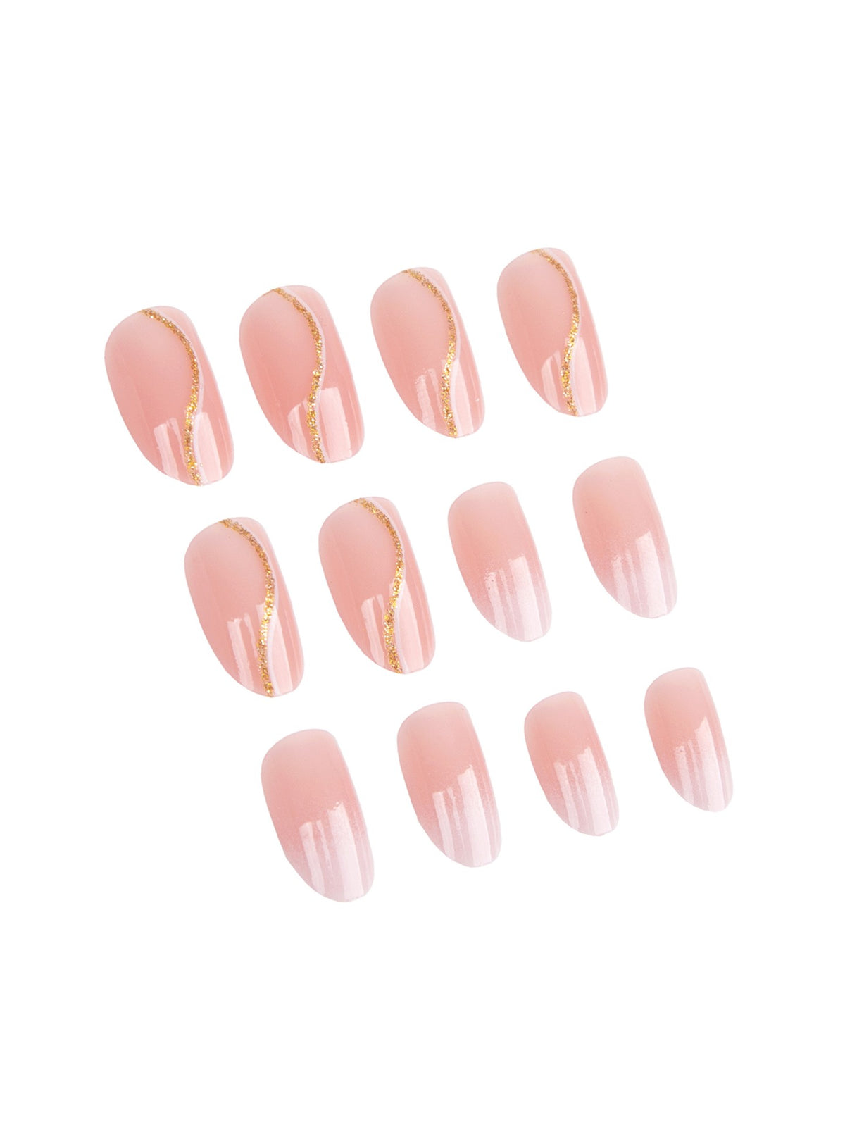 Luxury Press-On Nails Set - 12 Pcs - Baby Pink Line Art - Buy Online in Pakistan