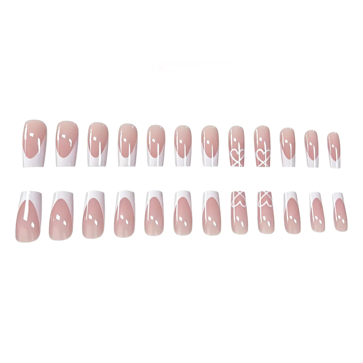 Luxury Press-On Nails Set - 12 Pcs - Heart Blush Nude - Buy Online in Pakistan