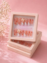 Luxury Press-On Nails Set - 12 Pcs - Pink Love Crystal - Buy Online in Pakistan