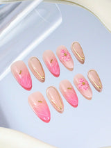 Luxury Press-On Nails Set - 12 Pcs - Pearl Flame Pink - Buy Online in Pakistan