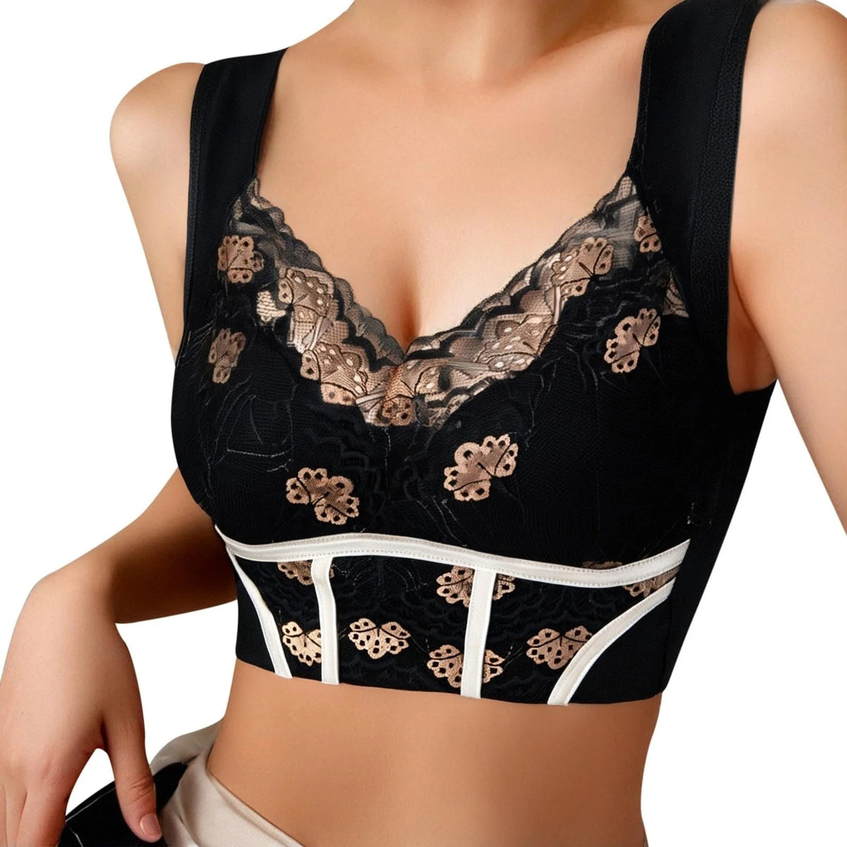 Cosmia.pk Butterfly Lace Corset Sleeveless Crop Top - Black / Free Size | Buy Online in Pakistan at Cosmia.pk