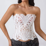 Cosmia.pk Butterfly Lace Corset Sleeveless Crop Top - White / Free Size | Buy Online in Pakistan at Cosmia.pk