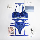 Cosmia.pk Lace Lingerie Set with Garters – Style 7090 - Blue / Large | Buy Online in Pakistan at Cosmia.pk
