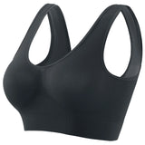 Sports Bra Stretchable Padded Seamless Bra with Removable Soft Cups - Black / XX Large shade variant product image