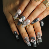 Pink Key Fancy Glittery Nails - Dark Grey shade variant product image