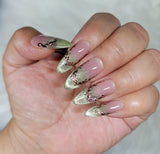 Pink Key Fancy Glittery Nails - Dark Green shade variant product image
