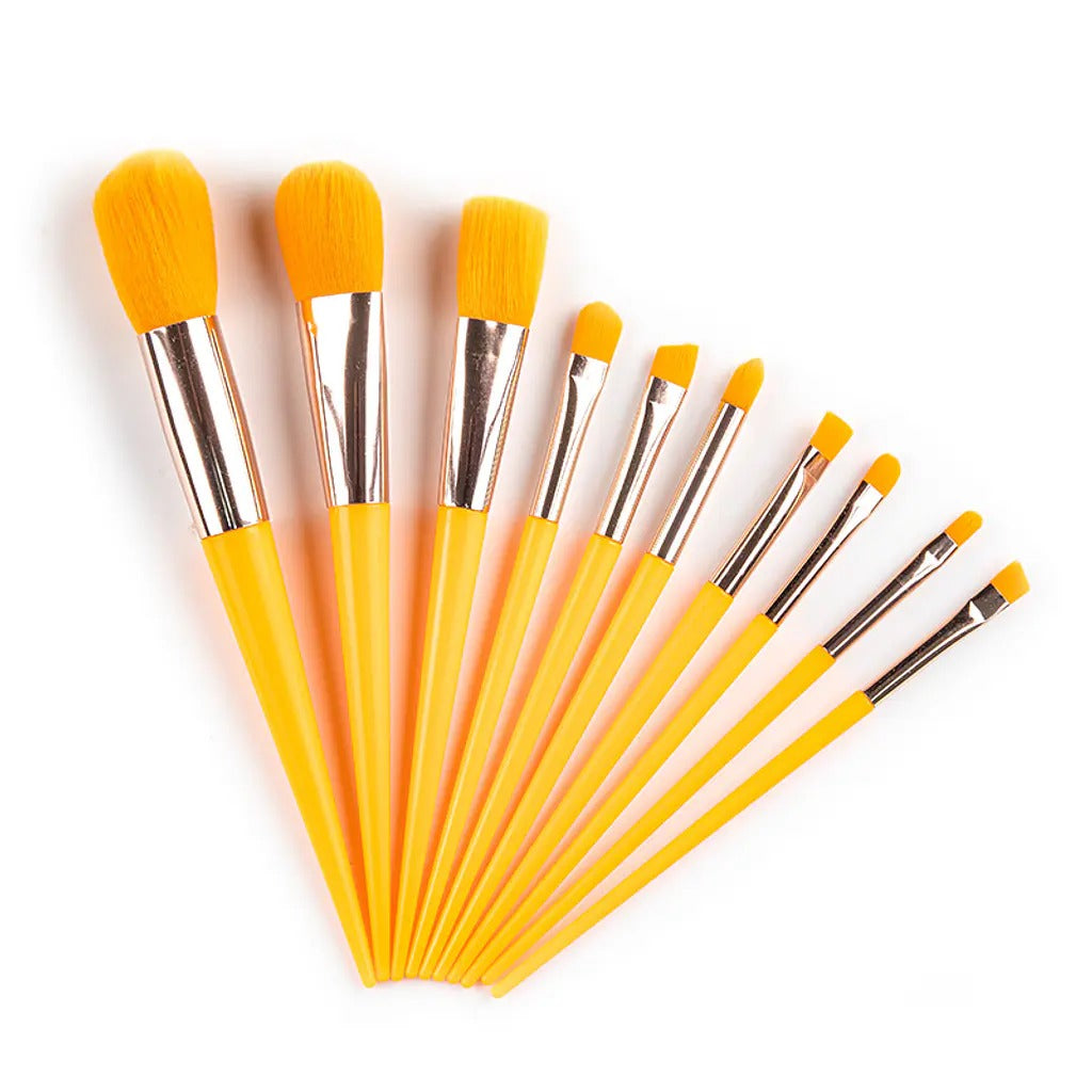 Sweet Beauty Sweet Beauty Makeup Brush Set Blister X 10 Pcs. - Yellow | Buy Online in Pakistan at Cosmia.pk
