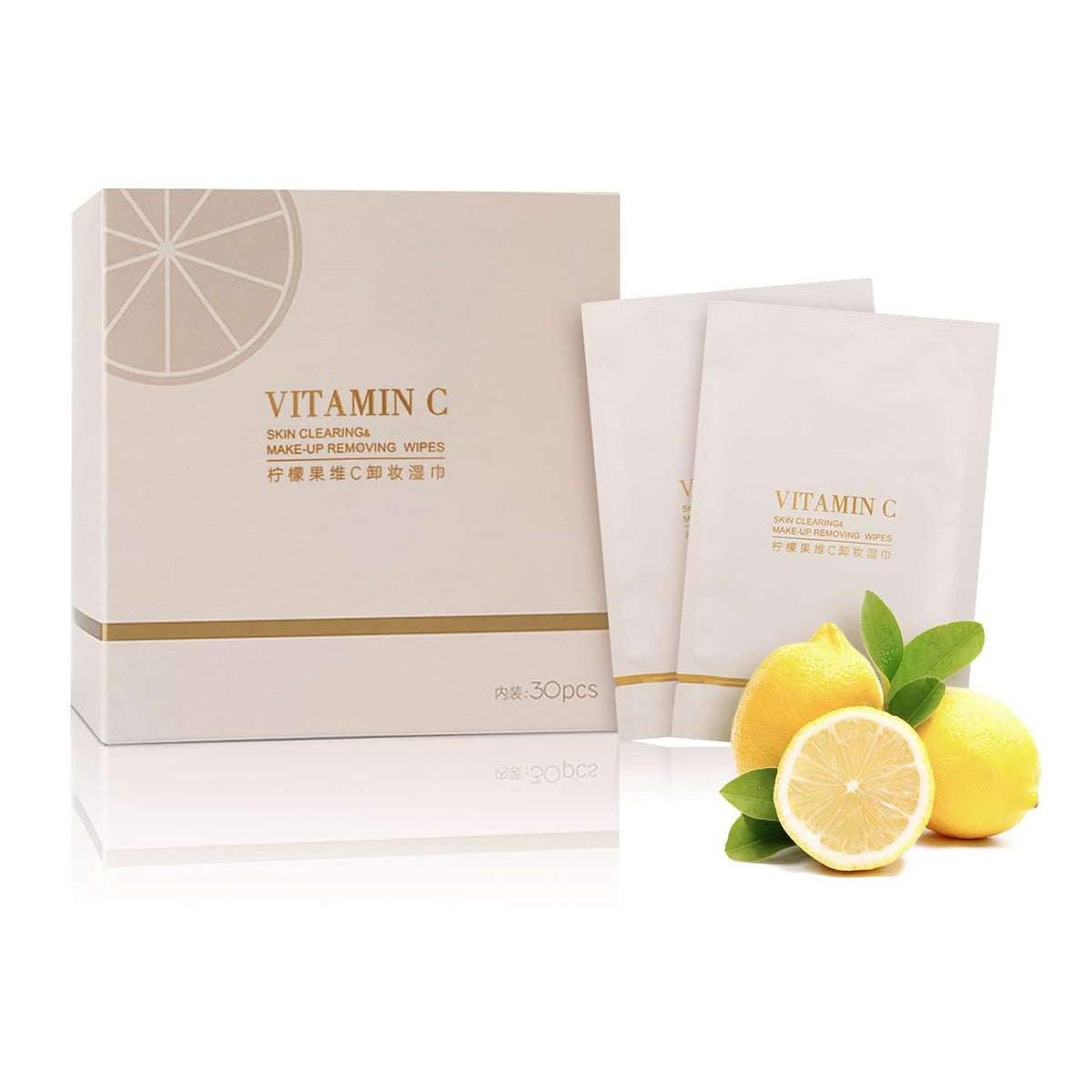 Glamorous Face Cleansing Makeup Remover Wipes Large 60 Pieces - Vitamin C shade variant product image