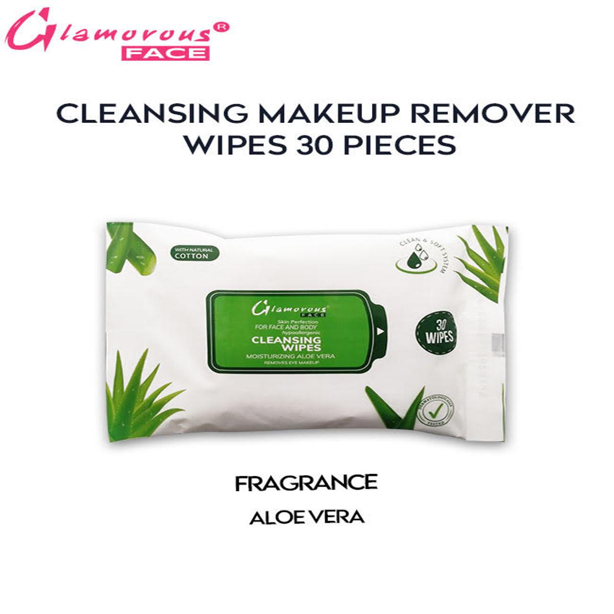Glamorous Face Cleansing Makeup Remover Wipes Large 60 Pieces - Aloe Vara shade variant product image