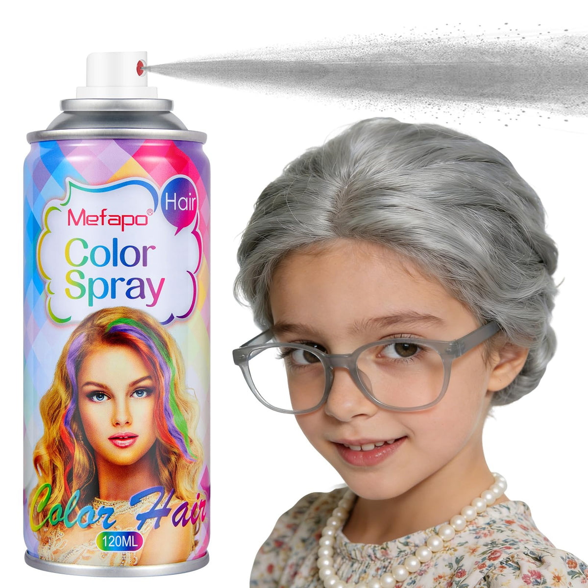 Mefapo Mefapo Temporary Hair Color Spray 120ml - Gray | Buy Online in Pakistan at Cosmia.pk