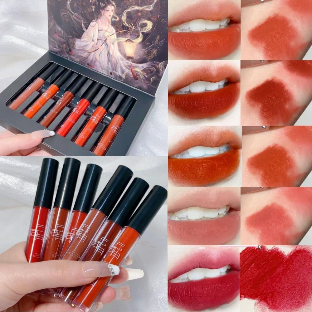 QEARLYA QEARLYA Matte Lipgloss (6 Pcs) - Red & Nude Mix | Buy Online in Pakistan at Cosmia.pk