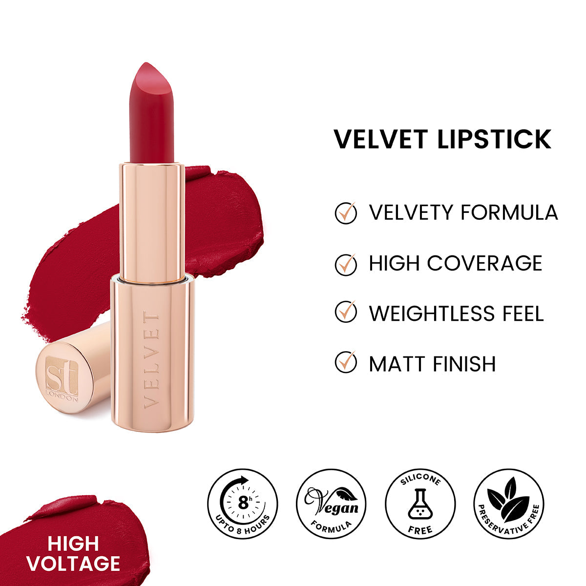 ST London - Velvet Ultra Matt Lipstick - High Voltage - Buy Online in Pakistan at Cosmia.pk