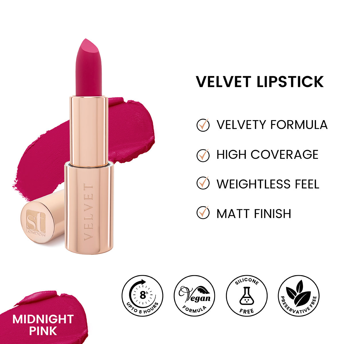 ST London - Velvet Ultra Matt Lipstick - Midnight Pink - Buy Online in Pakistan at Cosmia.pk