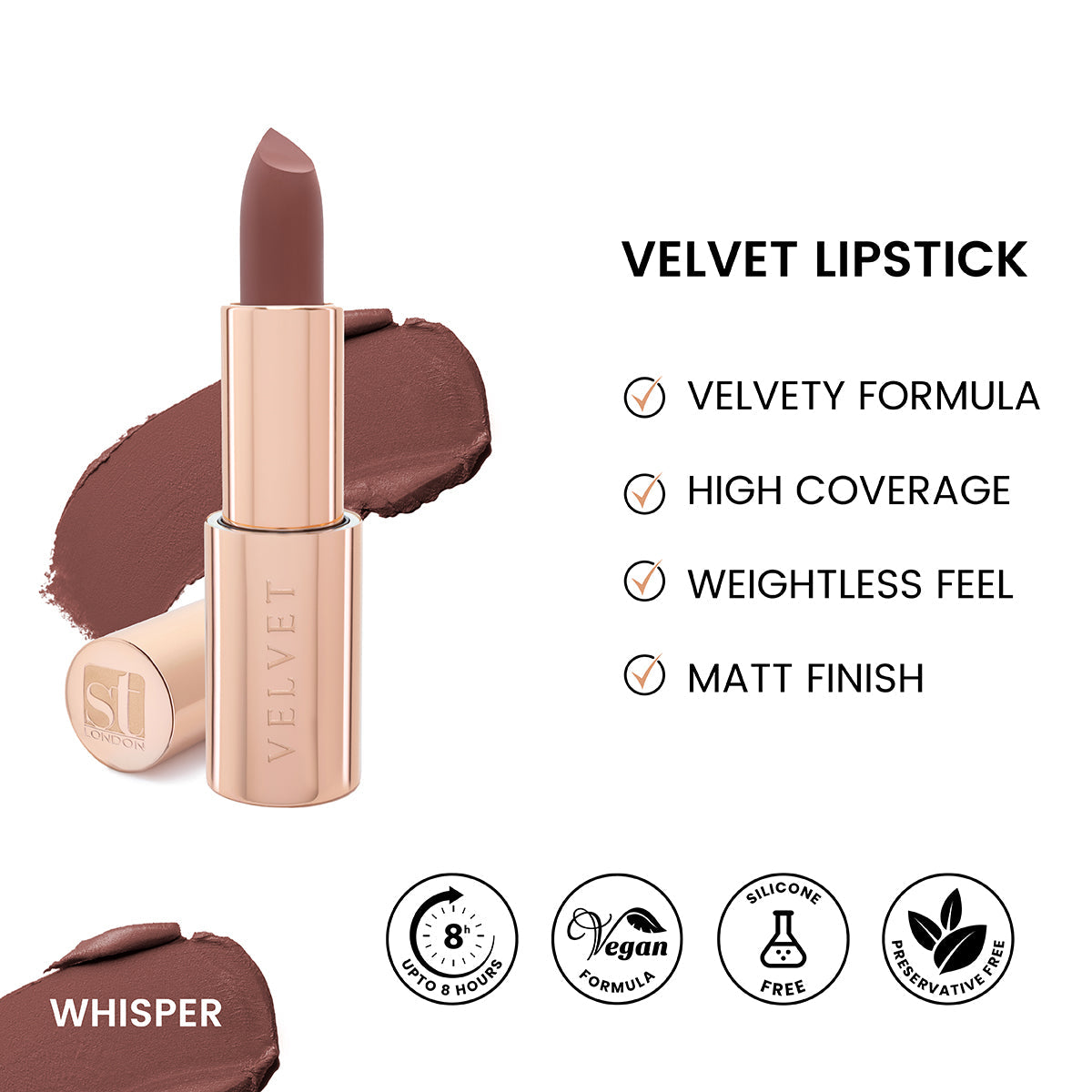 ST London - Velvet Ultra Matt Lipstick - Whisper - Buy Online in Pakistan at Cosmia.pk