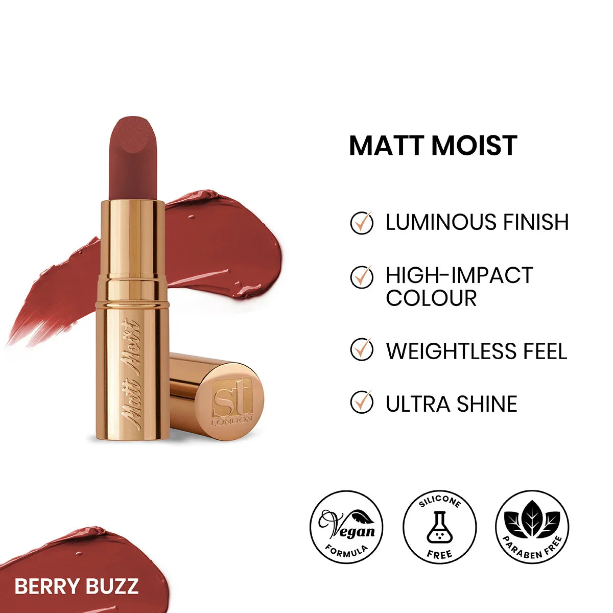ST London - Matt Moist Long-Lasting Lipstick Cosmia.pk