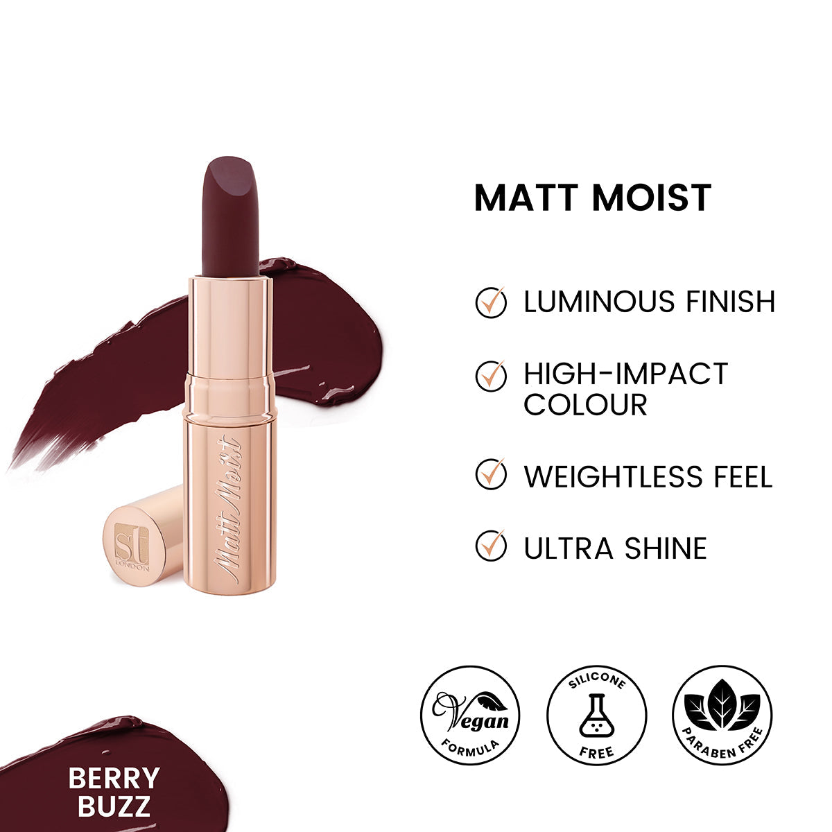 ST London - Matt Moist Long-Lasting Lipstick - Berry Buzz - Buy Online in Pakistan at Cosmia.pk