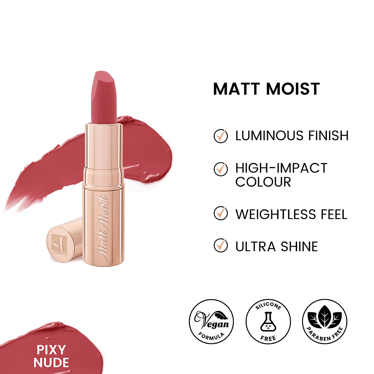 ST London - Matt Moist Long-Lasting Lipstick - Pixy Nude - Buy Online in Pakistan at Cosmia.pk