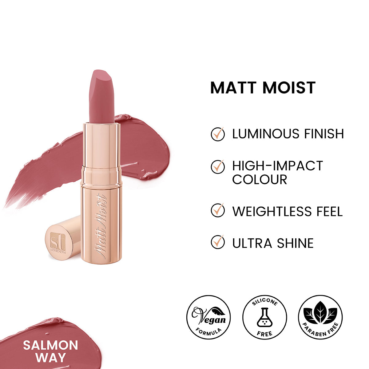 ST London - Matt Moist Long-Lasting Lipstick - Salmon Way - Buy Online in Pakistan at Cosmia.pk
