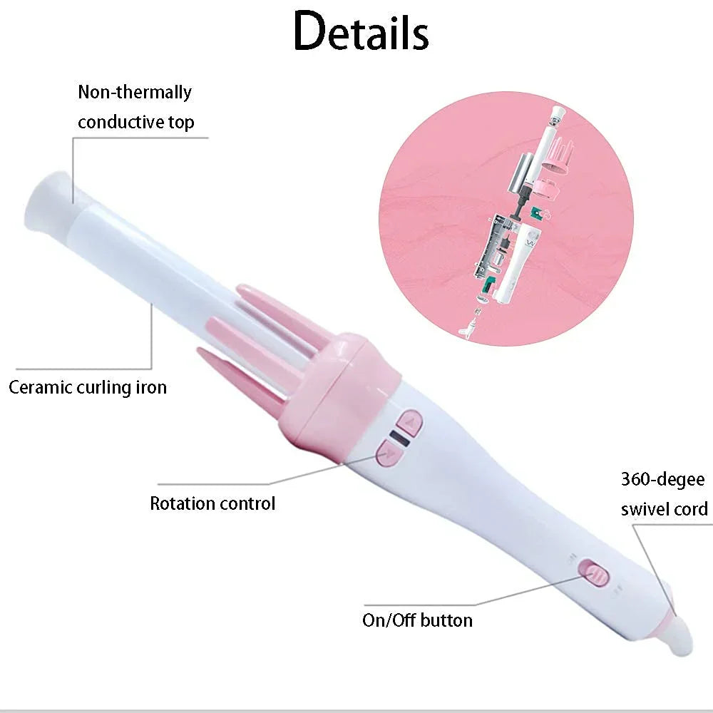 Automatic Pink Hair Curler Spin 360° Rotating Hair Styling Roller - Buy Online in Pakistan at Cosmia.pk