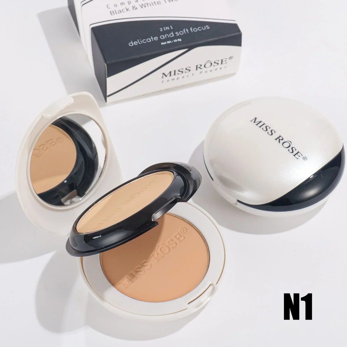 Miss Rose Black & White Two-Tone Compact Powder - Buy Online in Pakistan at Cosmia.pk