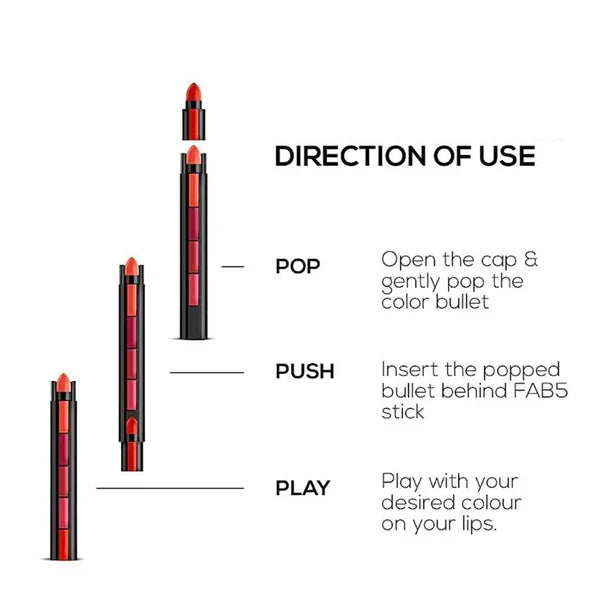 KS-One 5 in 1 Lipstick 5 Steps Lipstick In 1 - Buy Online in Pakistan at Cosmia.pk