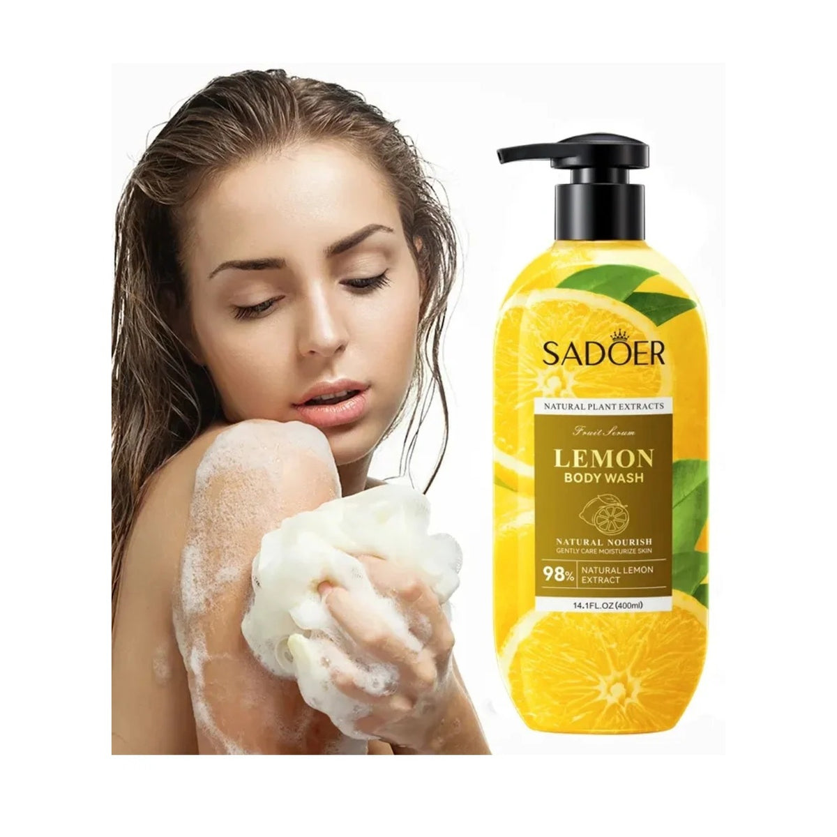 Sadoer Fruit Serum Body Wash - 400ml - Lemon in use
