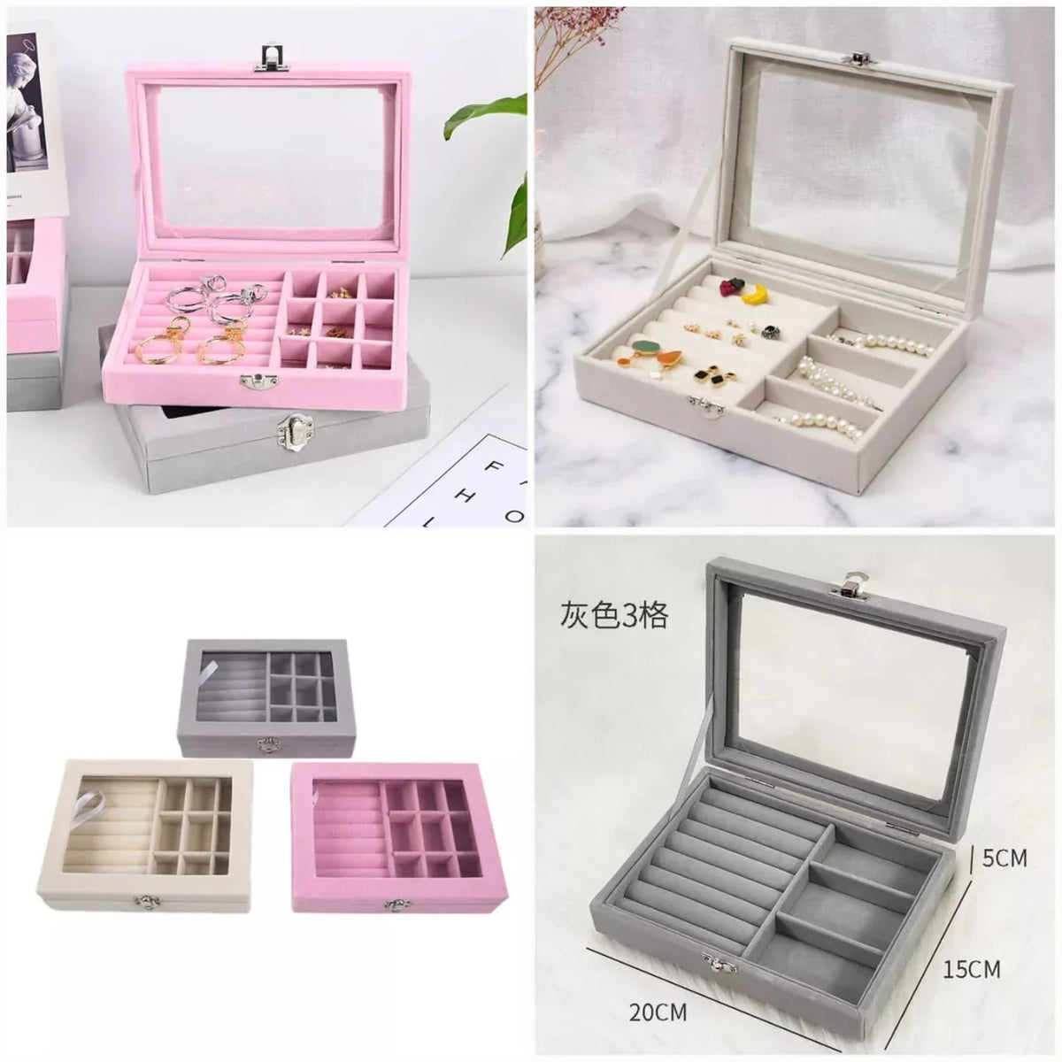 Velvet Glass Ring Earring Jewelry Display Organizer Box - Buy Online in Pakistan at Cosmia.pk