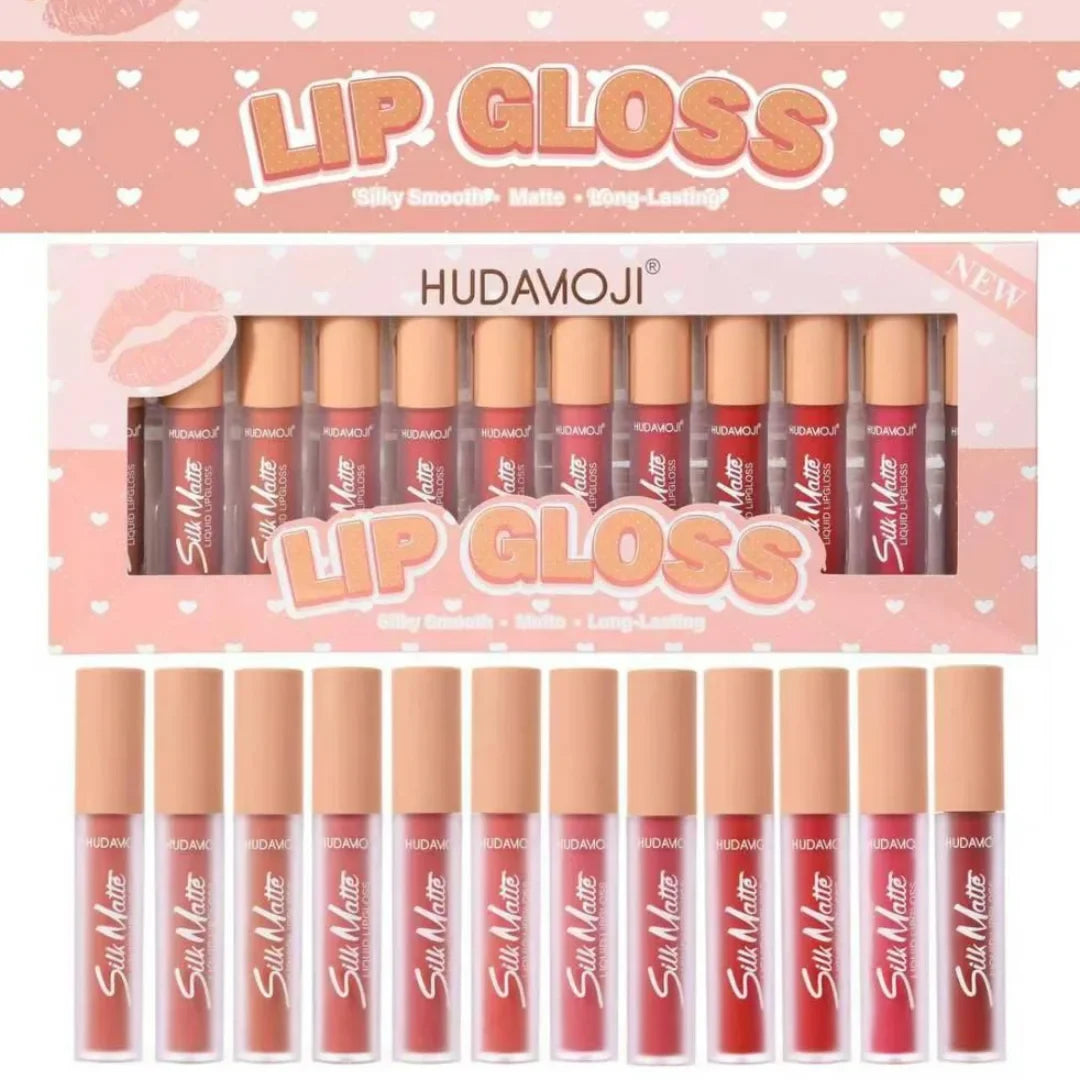 Hudamoji Silk Matte Liquid Lipgloss - 12PCS Set - Buy Online in Pakistan at Cosmia.pk