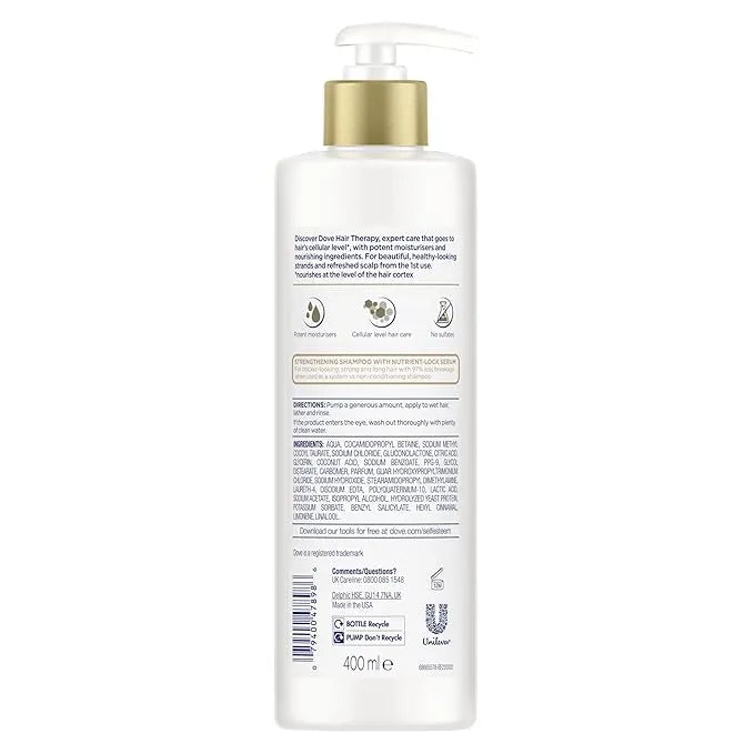 Dove Hair Therapy Breakage Remedy 0% Sulfates Nutrient-Lock Serum Shampoo 400ml - Buy Online in Pakistan at Cosmia.pk