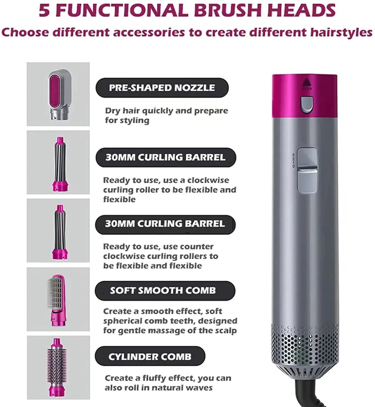 5 in 1 Hot Hair Dryer With Free Mini Spray - Limited Stock - Buy Online in Pakistan at Cosmia.pk
