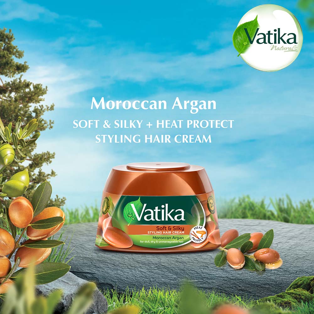 Vatika Naturals Soft & Silky Styling Hair Cream with Moroccan Argan 140ml - Buy Online in Pakistan at Cosmia.pk
