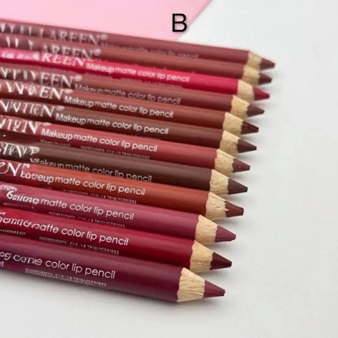 Lareen Makeup Matte Lip Pencil Pack of 12 - Buy Online in Pakistan at Cosmia.pk