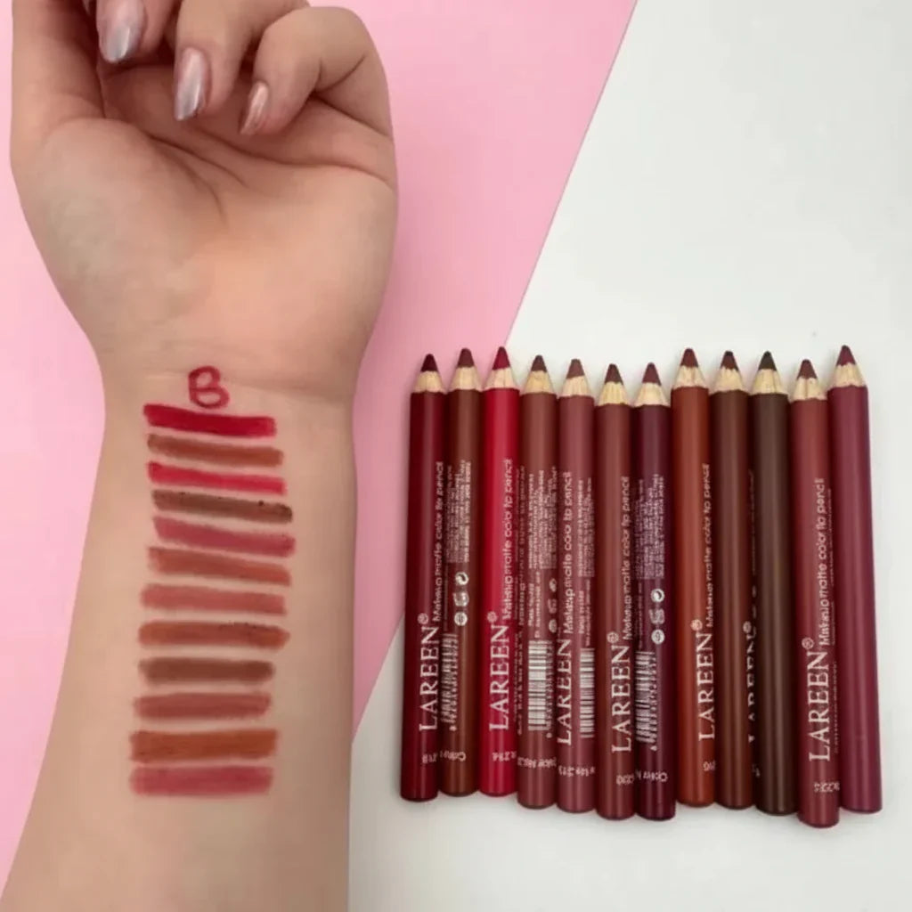 Lareen Makeup Matte Lip Pencil Pack of 12 - Buy Online in Pakistan at Cosmia.pk