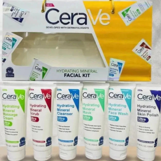 Cerave Hydrating Mineral Facial Kit 6 in 1 Complete Skincare Set - 100ml Each - Buy Online in Pakistan at Cosmia.pk
