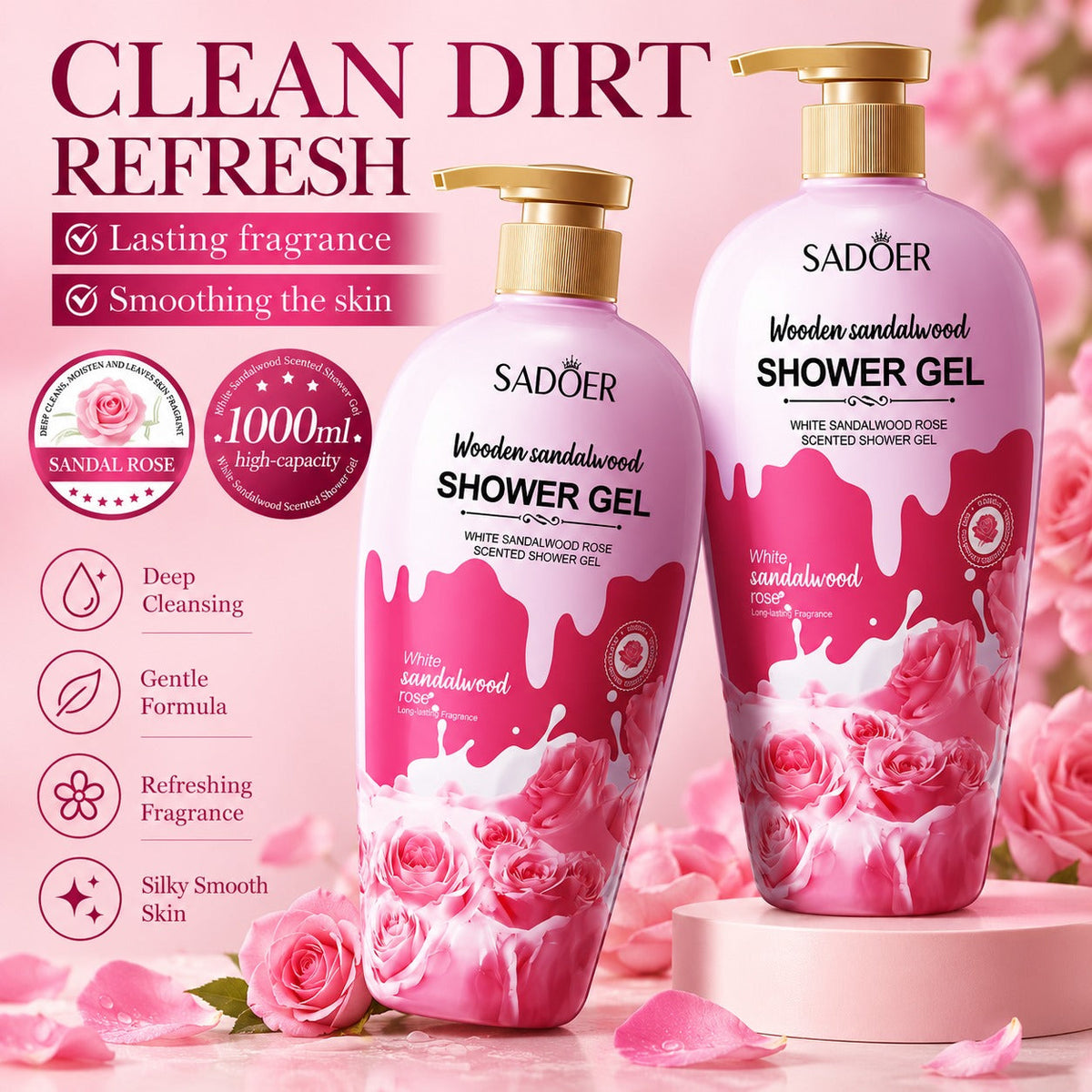 Sadoer Shower Gel Wooden Sandalwood 1000ml benefits