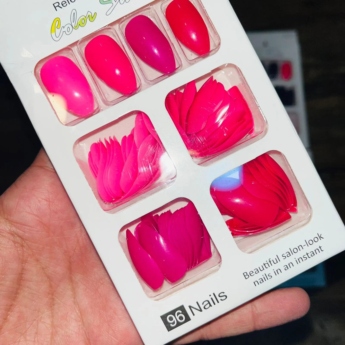 Color Sister Salon Look Artifical Nails With Free Stickers (96Pcs 4 - Buy Online in Pakistan at Cosmia.pk
