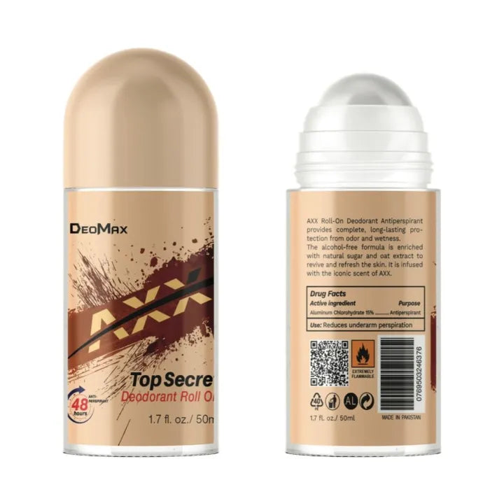 Deomax Top Secret Deodorant Roll On 48H Long Lasting 50ml - Buy Online in Pakistan at Cosmia.pk