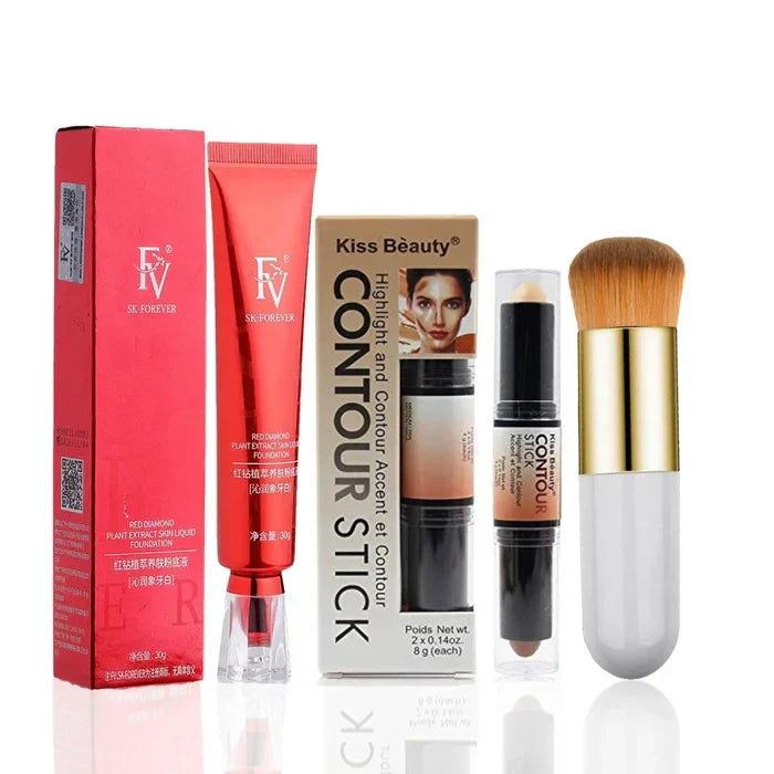 Flawless Base Makeup Combo – Foundation, Contour Stick & Blending - Buy Online in Pakistan at Cosmia.pk