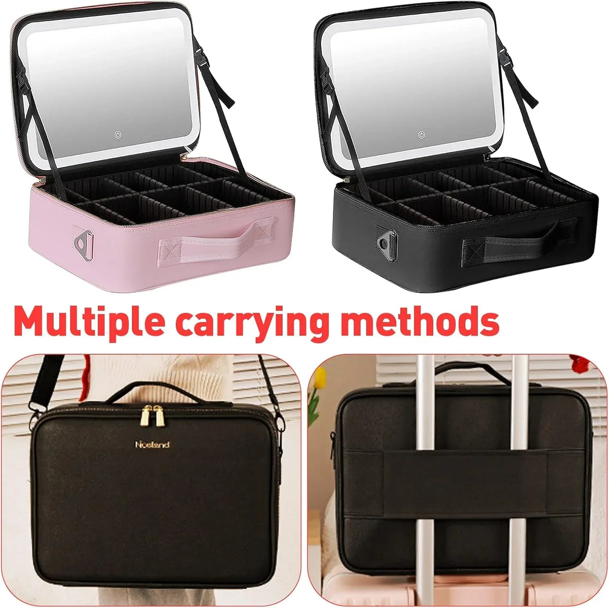 portable Makeup Bag with Adjustable Dividers, Waterproof PU Leather - Buy Online in Pakistan at Cosmia.pk