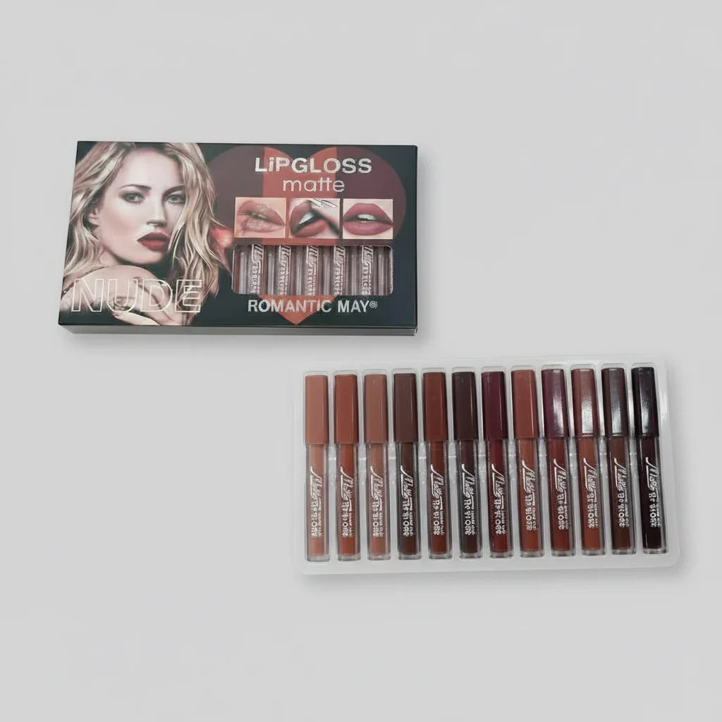 Romantic May Nude Matte Lip Gloss – 12 Piece Set - Buy Online in Pakistan at Cosmia.pk