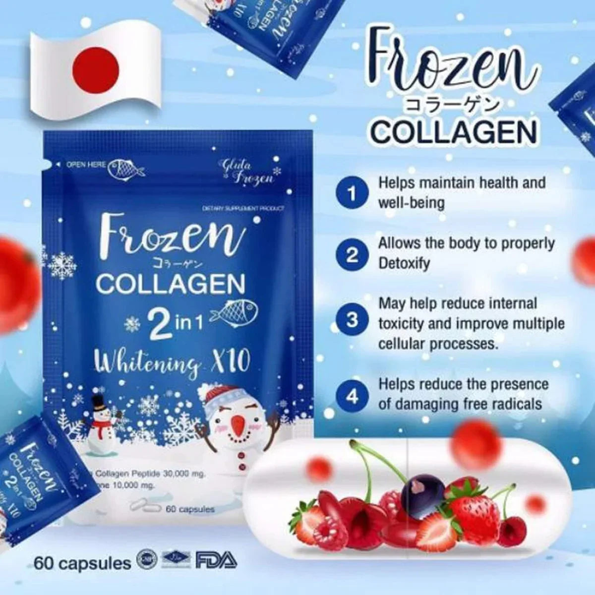 Frozen Collagen 2 in 1 Whitening Caps - 60 Capsules - Buy Online in Pakistan at Cosmia.pk
