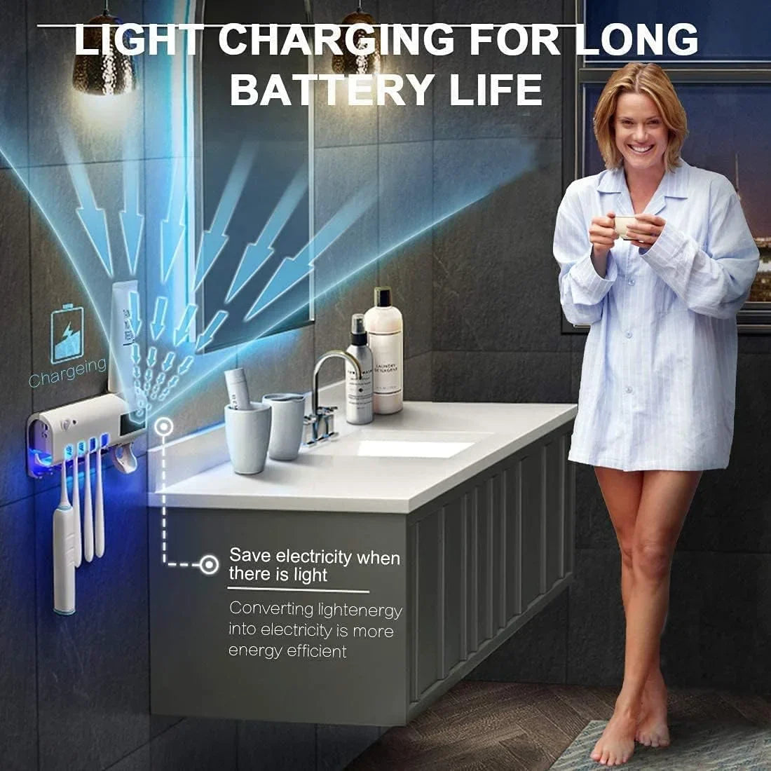 UV Toothbrush Sterilizer/Rechargeable Solar Power LED Disinfection - Buy Online in Pakistan at Cosmia.pk