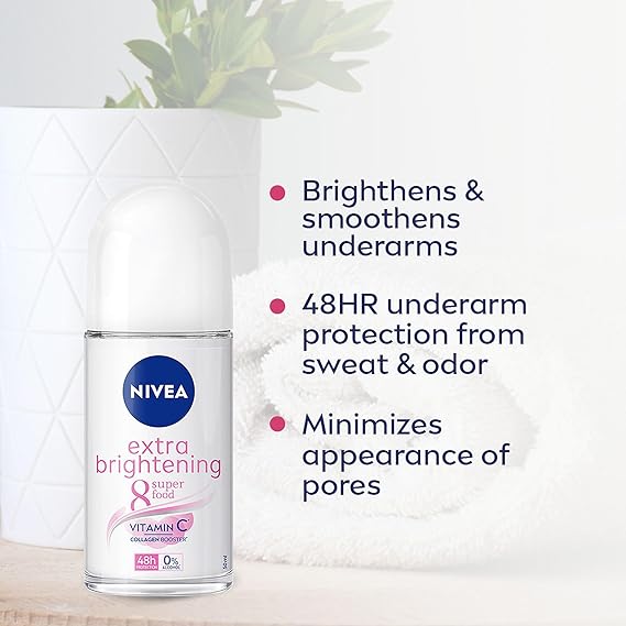 Nivea Extra Brightening Deodorant Roll-On For Women - 50ml - Buy Online in Pakistan at Cosmia.pk