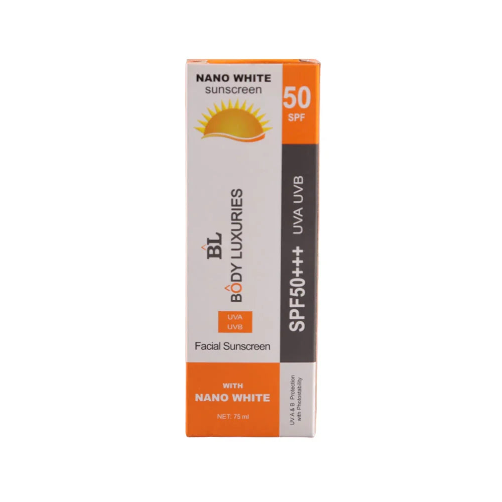 Body Luxuries Nano White Facial Sunscreen SPF50 75ml - Buy Online in Pakistan at Cosmia.pk