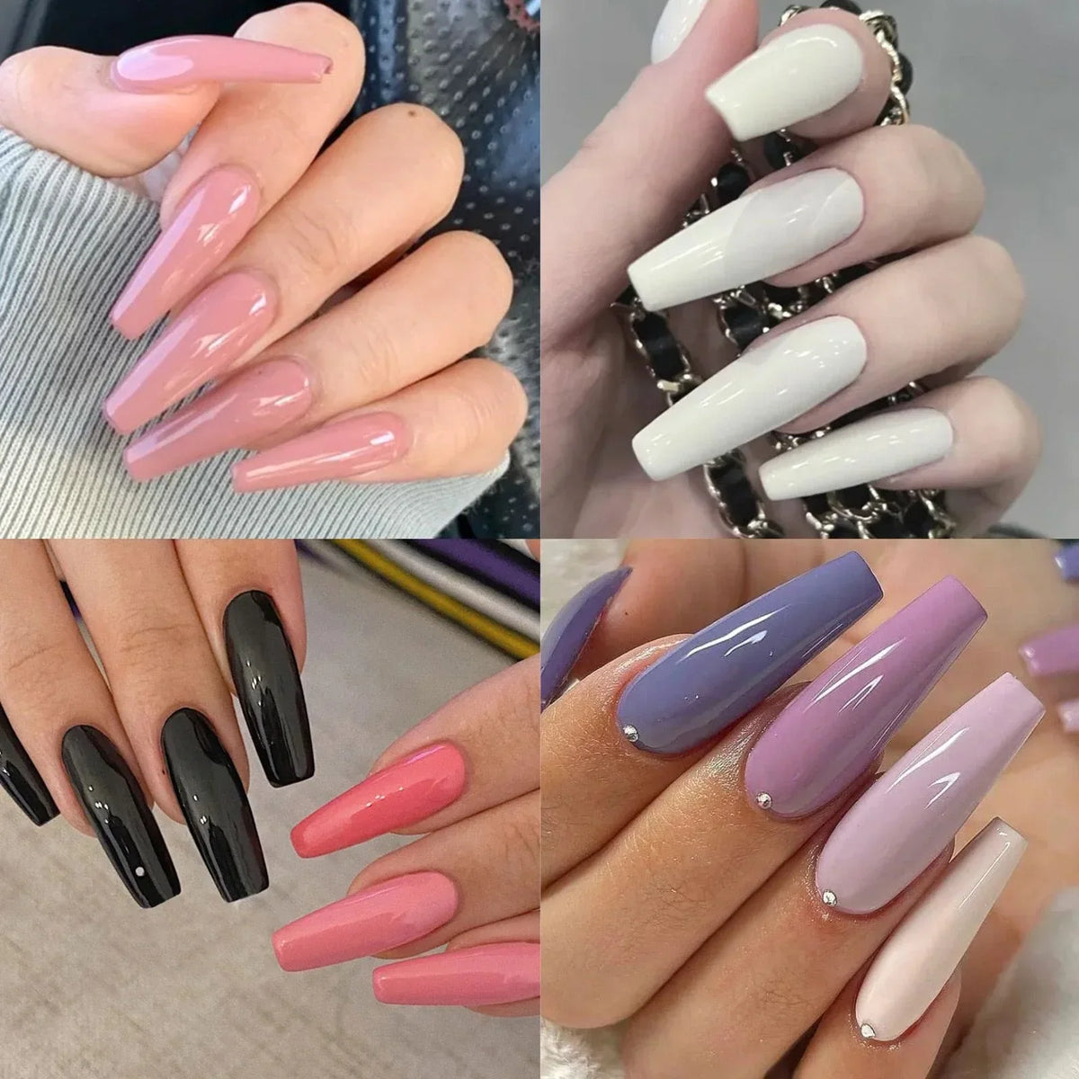 576 Pcs False Nails – Short Coffin & Almond French with Free Glue & Jelly Stickers - Buy Online in Pakistan at Cosmia.pk